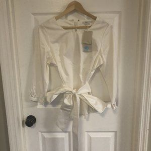 Crisp White Cotton Boden Blouse--New w Tags! Sz 8
